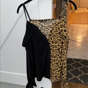 SHEIN Black and Leopard Print Blouse